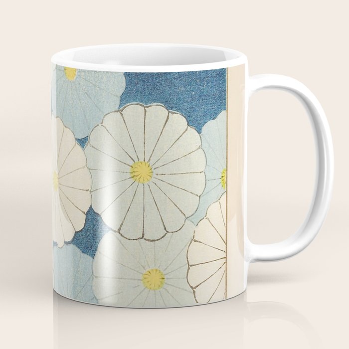 Vintage Japanese Floral Pattern Blue Chrysanthemum Coffee Mug Gallery Image 1