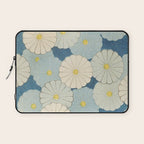 Vintage Japanese Floral Pattern Blue Chrysanthemum Laptop Sleeve Gallery Image 1