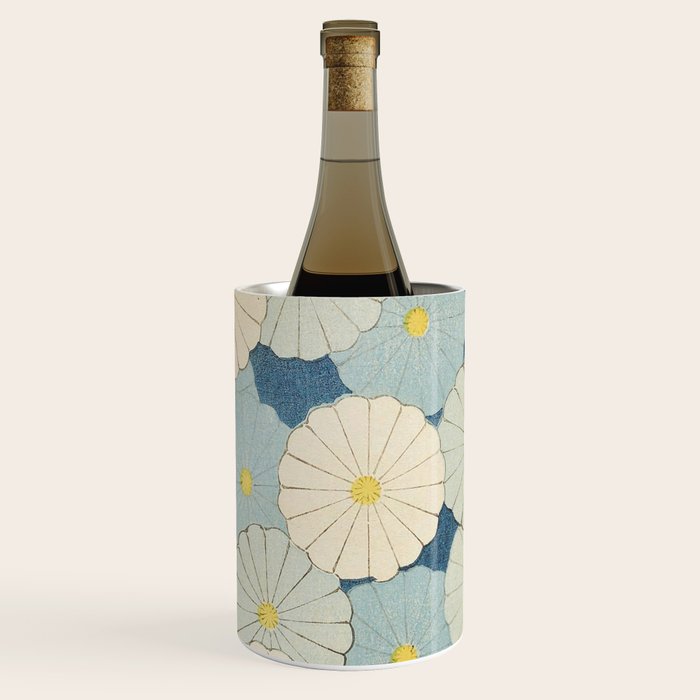 Vintage Japanese Floral Pattern Blue Chrysanthemum Wine Chiller Gallery Image 1