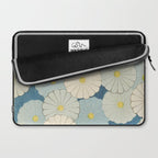Vintage Japanese Floral Pattern Blue Chrysanthemum Laptop Sleeve Gallery Image 2