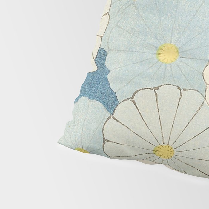 Vintage Japanese Floral Pattern Blue Chrysanthemum Pillow Sham Gallery Image 4