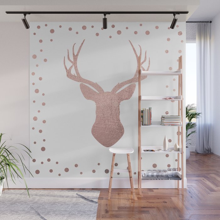 Reindeer - rose gold Wall Mural Gallery Image 1