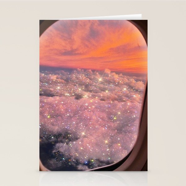 SHINING SKY | plane | illuminator | fly | freedom | travel | clouds | pink | cute | glitter | bling Stationery Card Gallery Image 2