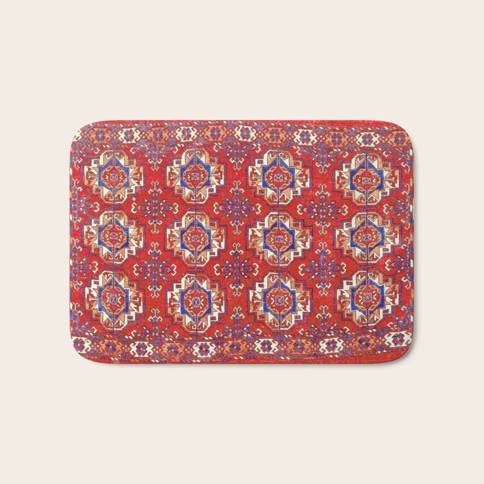 Tekke Torba Antique Turkmen Tribal Rug Print Bath Mat Gallery Image 1