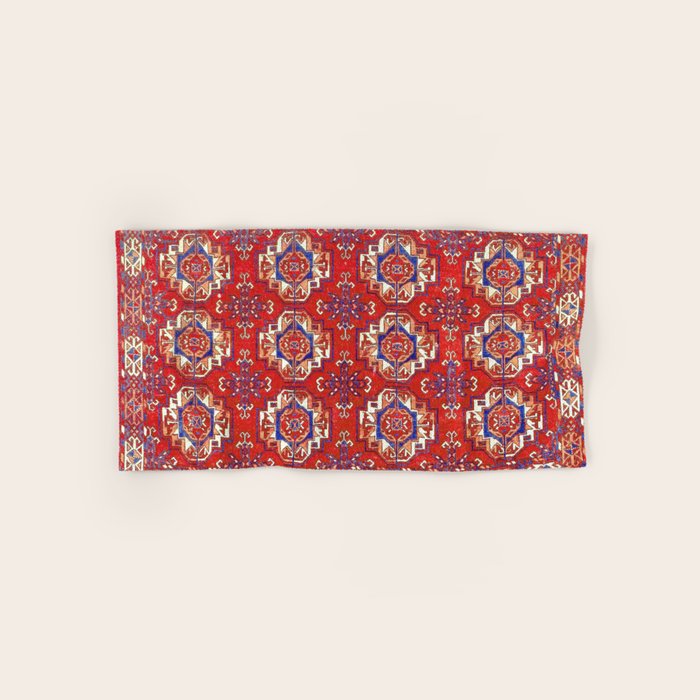 Tekke Torba Antique Turkmen Tribal Rug Print Bath Towel Gallery Image 1