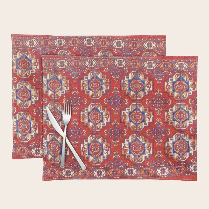 Tekke Torba Antique Turkmen Tribal Rug Print Placemat Gallery Image 1