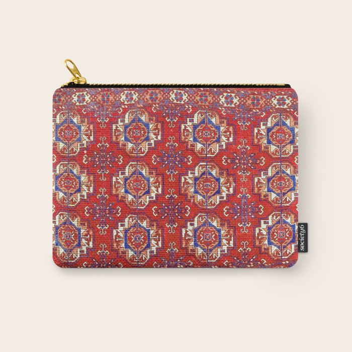Tekke Torba Antique Turkmen Tribal Rug Print Carry All Pouch Gallery Image 1