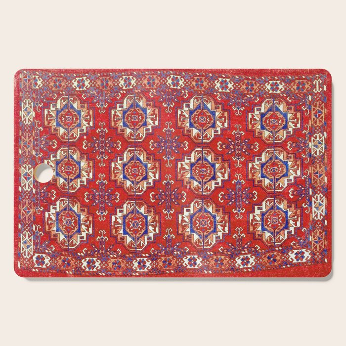 Tekke Torba Antique Turkmen Tribal Rug Print Cutting Board Gallery Image 1