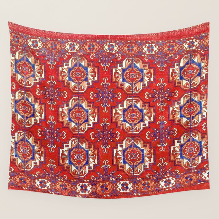 Tekke Torba Antique Turkmen Tribal Rug Print Wall Tapestry Gallery Image 4