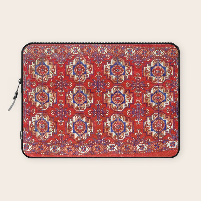 Tekke Torba Antique Turkmen Tribal Rug Print Laptop Sleeve Gallery Image 1