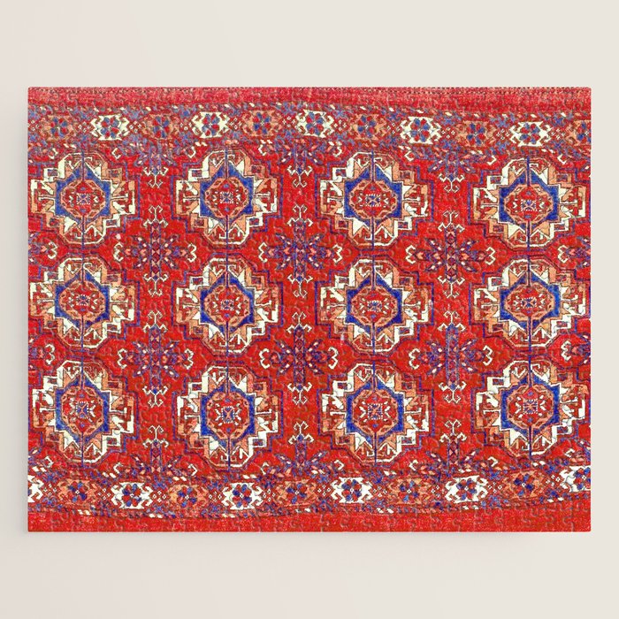 Tekke Torba Antique Turkmen Tribal Rug Print Jigsaw Puzzle Gallery Image 1