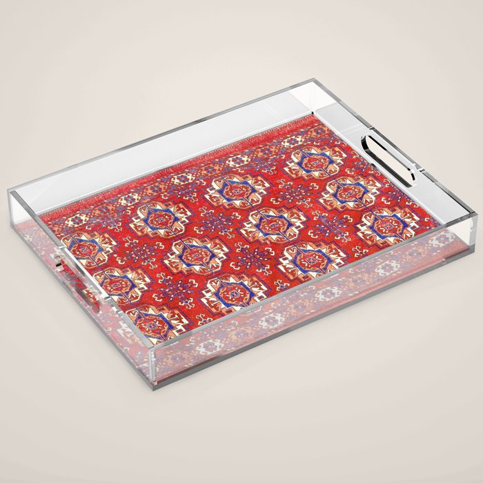 Tekke Torba Antique Turkmen Tribal Rug Print Acrylic Tray Gallery Image 1