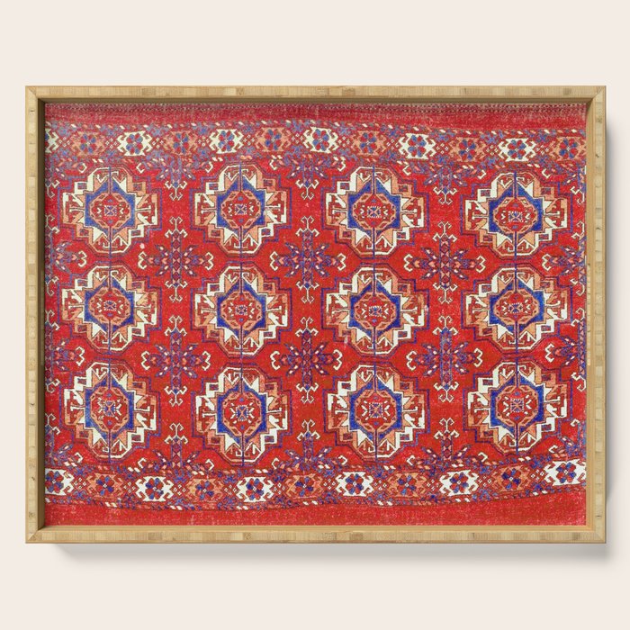 Tekke Torba Antique Turkmen Tribal Rug Print Serving Tray Gallery Image 1