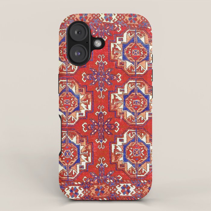 Tekke Torba Antique Turkmen Tribal Rug Print iPhone Case Gallery Image 1