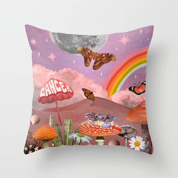 Cancer Zodiac Collage Throw Pillow Gallery Image 1
