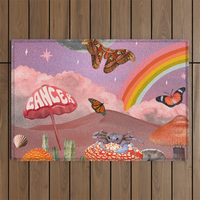 Cancer Zodiac Collage Outdoor Rug Gallery Image 1