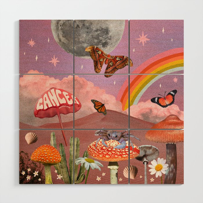 Cancer Zodiac Collage Wood Wall Art Gallery Image 1