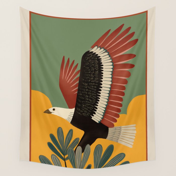 Bald Eagle in Flight Wall Tapestry Gallery Image 1