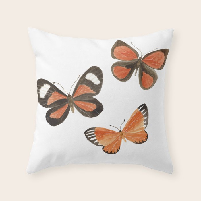 Orange Butterflies Throw Pillow Gallery Image 1