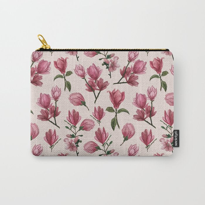 Pink Magnolia Blossoms Carry All Pouch Gallery Image 1