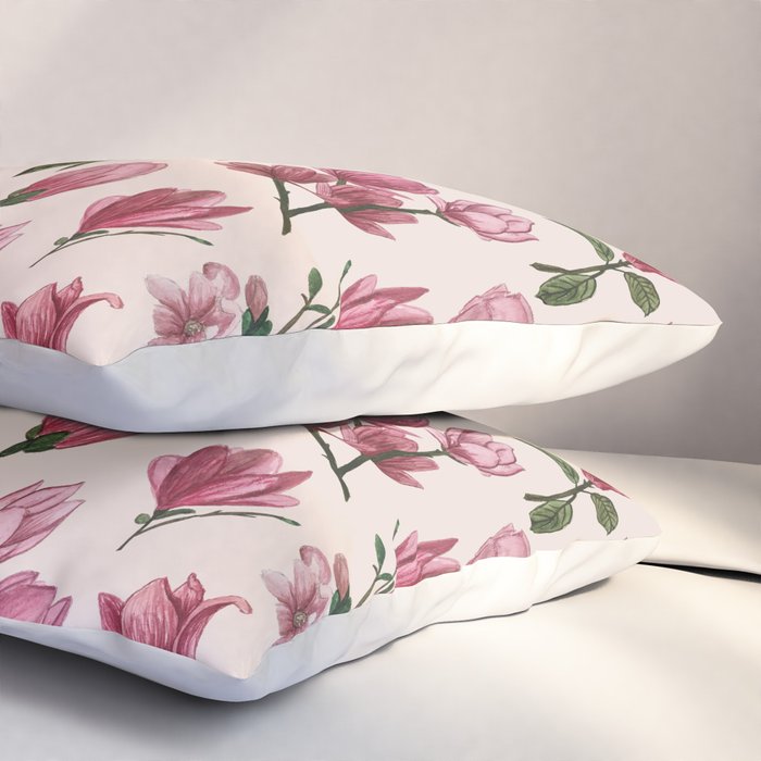 Pink Magnolia Blossoms Pillow Sham Gallery Image 3