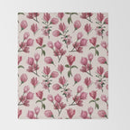 Pink Magnolia Blossoms Throw Blanket Gallery Image 2
