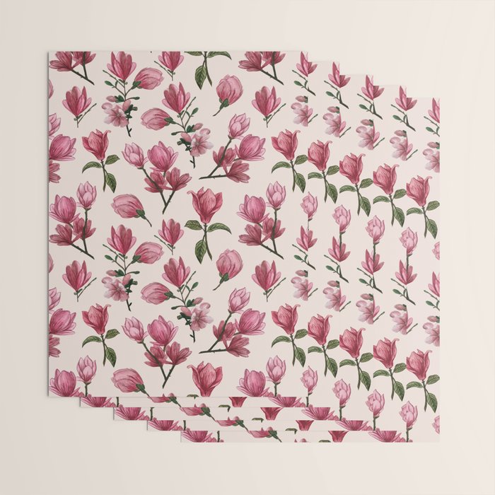 Pink Magnolia Blossoms Wrapping Paper Gallery Image 3