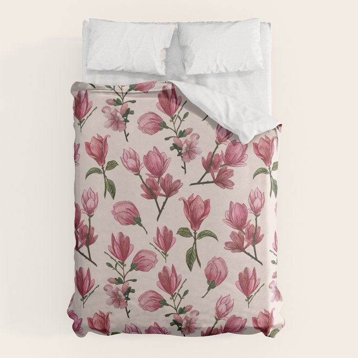 Pink Magnolia Blossoms Duvet Cover Gallery Image 6