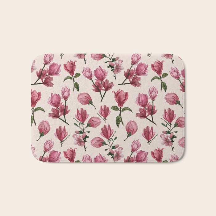 Pink Magnolia Blossoms Bath Mat Gallery Image 1