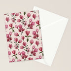 Pink Magnolia Blossoms Stationery Card Gallery Image 2