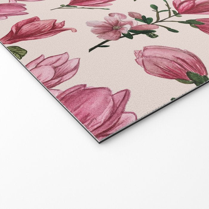 Pink Magnolia Blossoms Welcome Mat Gallery Image 2