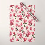 Pink Magnolia Blossoms Wrapping Paper Gallery Image 1