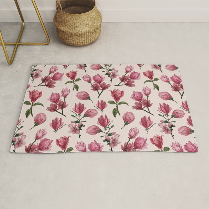 Pink Magnolia Blossoms Rug Gallery Image 1