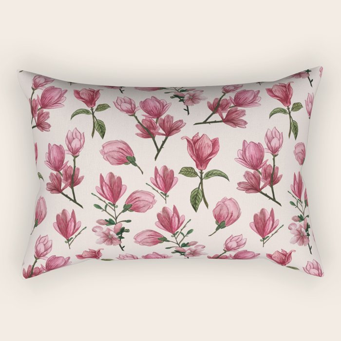 Pink Magnolia Blossoms Rectangular Pillow Gallery Image 2