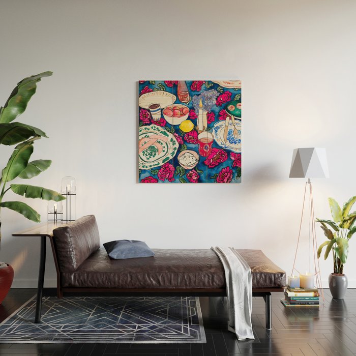 Friendsgiving Floral Tablescape Painting Wood Wall Art Gallery Image 2