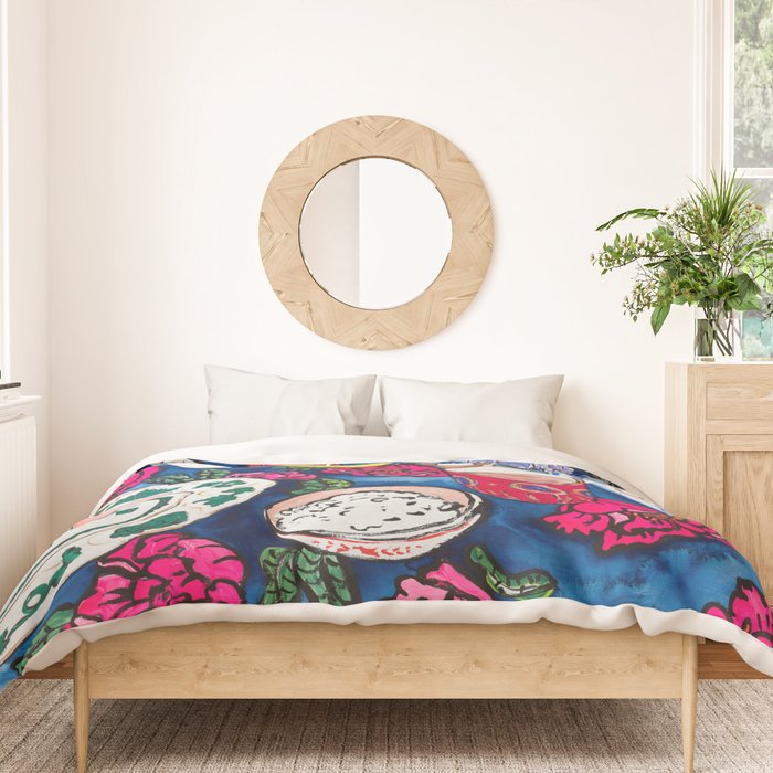 Friendsgiving Floral Tablescape Painting Duvet Cover Gallery Image 3