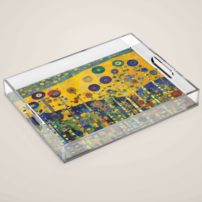 Colorful Flower Garden After Klimt Acrylic Tray Gallery Image 1