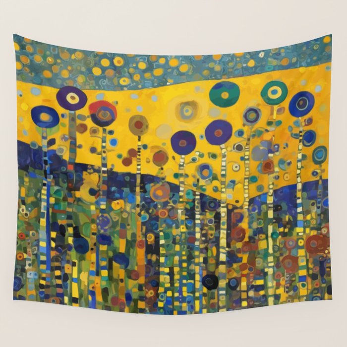 Colorful Flower Garden After Klimt Wall Tapestry Gallery Image 4