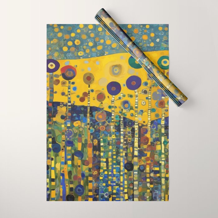 Colorful Flower Garden After Klimt Wrapping Paper Gallery Image 1
