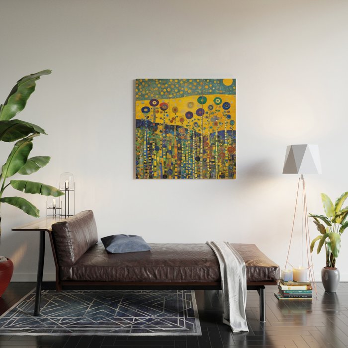 Colorful Flower Garden After Klimt Wood Wall Art Gallery Image 2