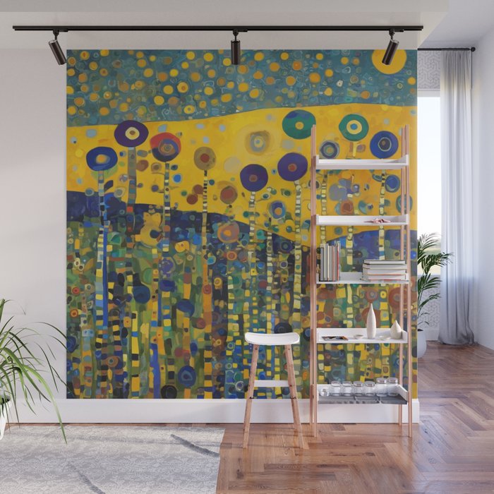 Colorful Flower Garden After Klimt Wall Mural Gallery Image 1