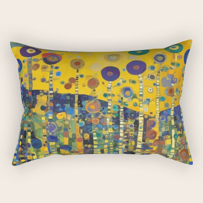 Colorful Flower Garden After Klimt Rectangular Pillow Gallery Image 2