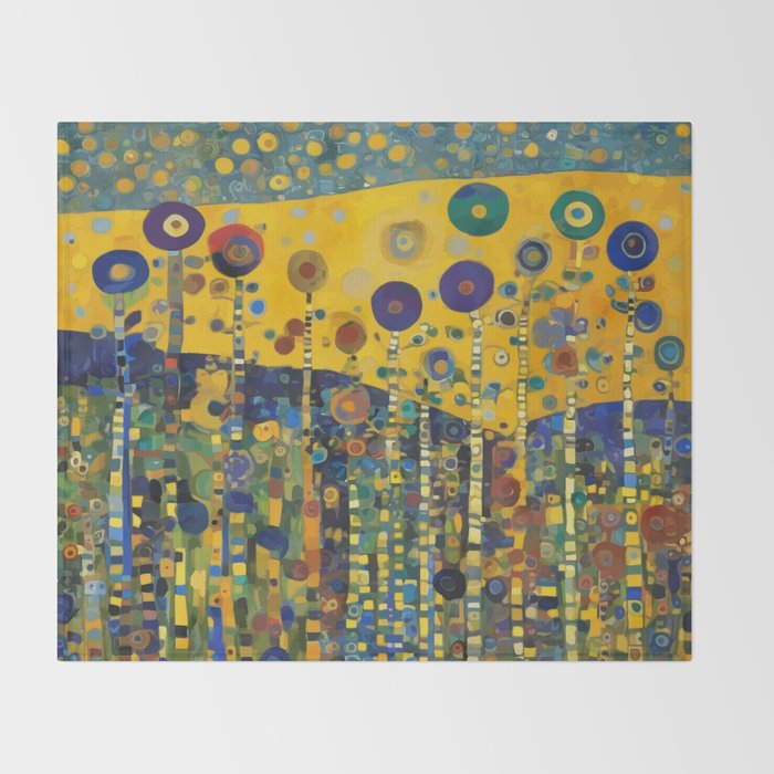 Colorful Flower Garden After Klimt Throw Blanket Gallery Image 2