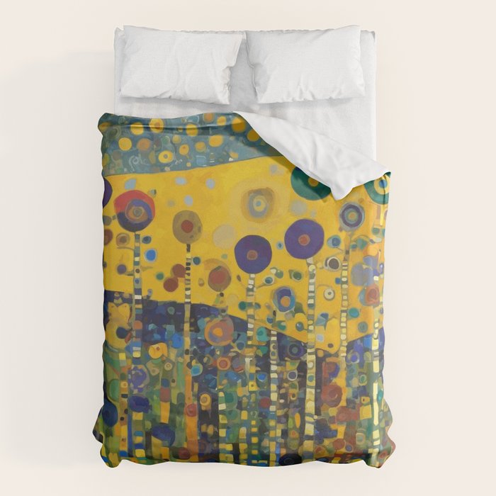 Colorful Flower Garden After Klimt Duvet Cover Gallery Image 1