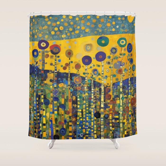 Colorful Flower Garden After Klimt Shower Curtain Gallery Image 1