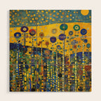 Colorful Flower Garden After Klimt Wood Wall Art Gallery Image 1