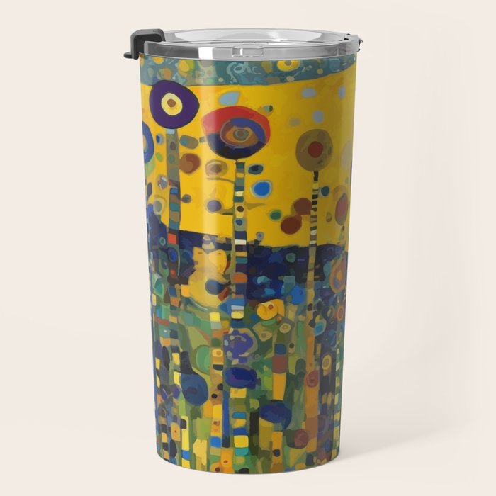 Colorful Flower Garden After Klimt Travel Mug Gallery Image 3