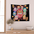 Japanese Tiger Daruma with small Darumas Wall Tapestry Gallery Image 2