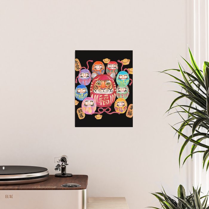 Japanese Tiger Daruma with small Darumas Poster Gallery Image 2