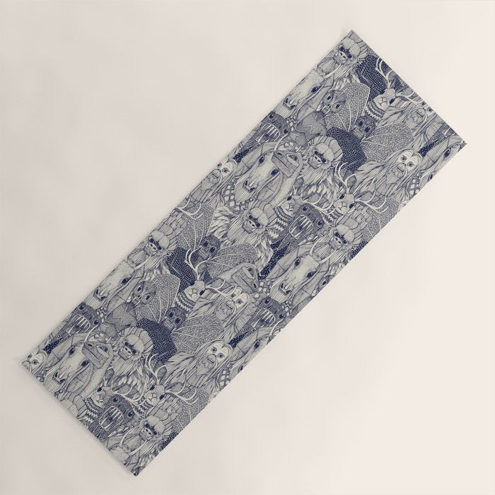 cryptid crowd blue off white Yoga Mat Gallery Image 1